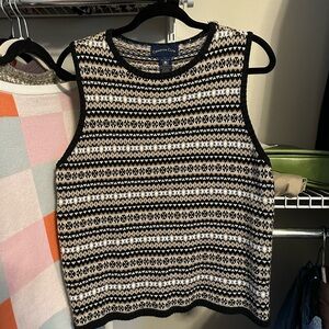 Charter Club Black and White Geometric Tank Top